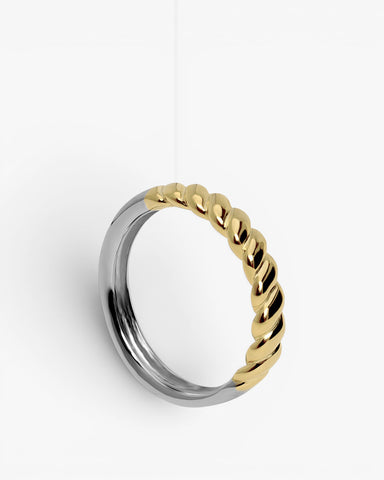 Anillos bicolor de plata diseño estilo cuerda