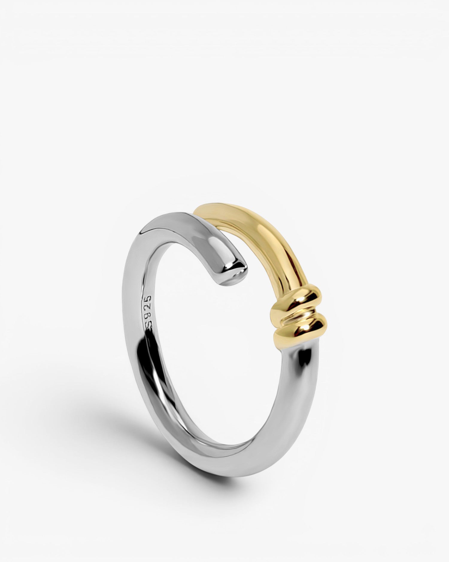 Anillos bicolor de plata diseño con nudo central