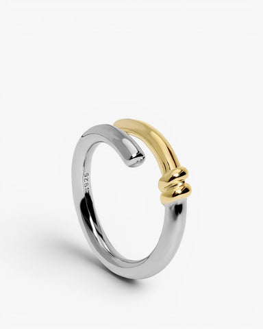 Anillos bicolor de plata diseño con nudo central