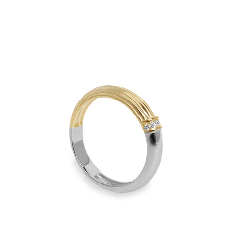 Anillos bicolor de plata diseño con tira de circonitas