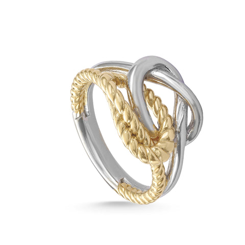 Anillos bicolor de plata diseño nudos entrelazados