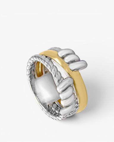 Anillos bicolor de plata diseño cuerda irregular