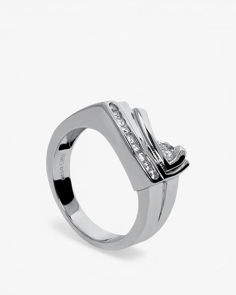 Anillos circonitas de plata con raíl de nueve circonitas