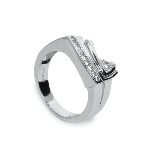 Anneaux zircons de argent avec raíl de nine zircons