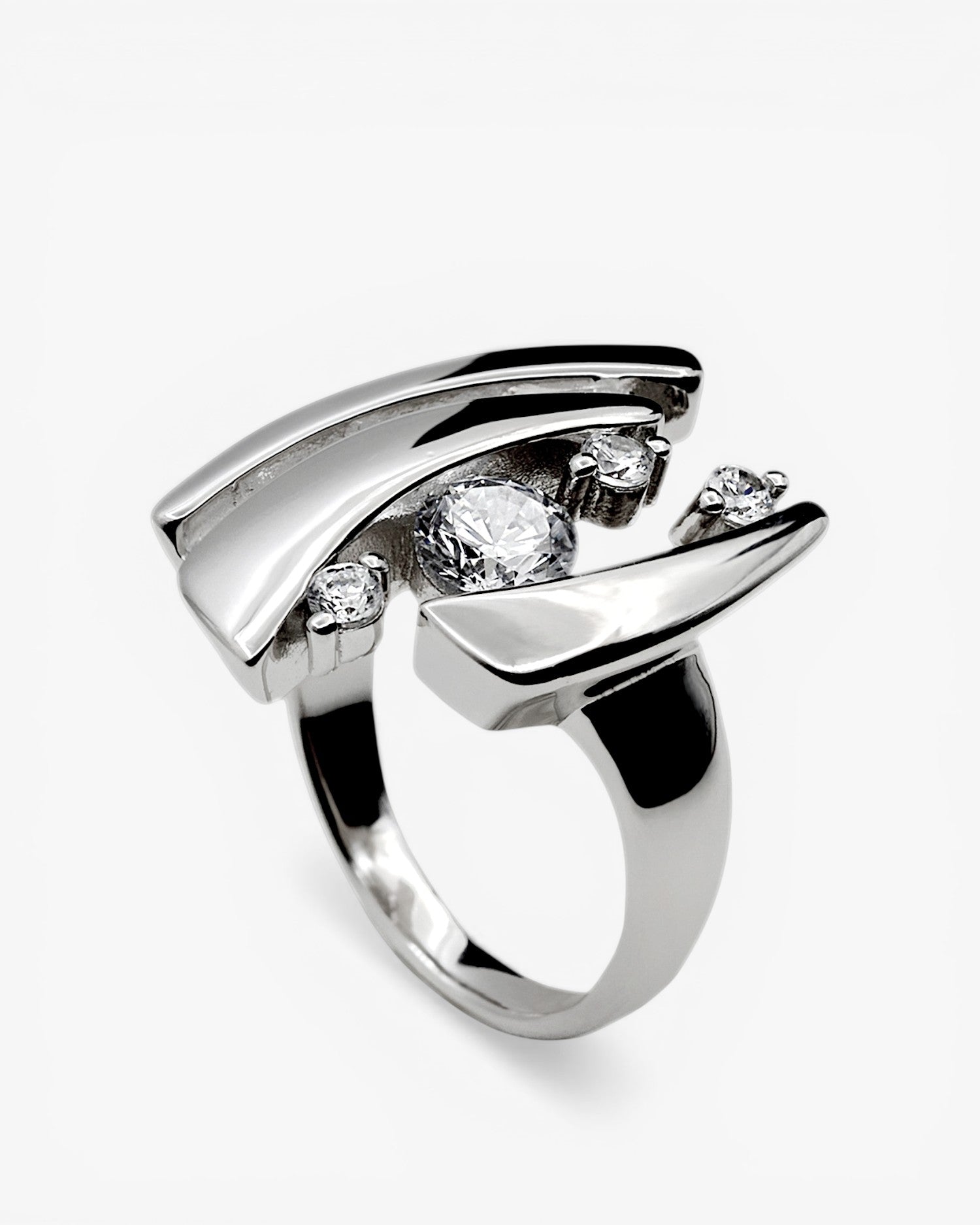 Anillos circonitas de plata diseño cuatro circonitas
