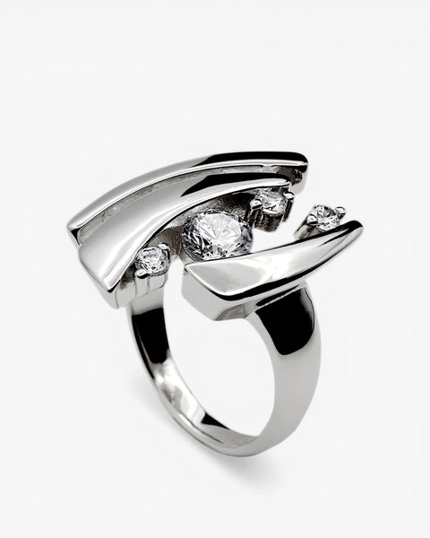 Anillos circonitas de plata diseño cuatro circonitas