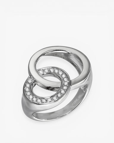 Bagues en argent de créateur avec deux cercles entrelacés