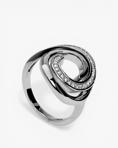 Anillos con circonitas de plata con diseño estilo caracol