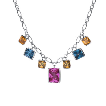 Collares con piedras talla esmeralda multicolor