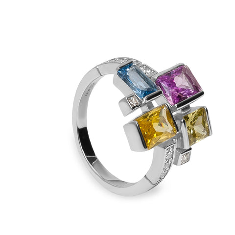 Anillos con piedras talla esmeralda multicolor