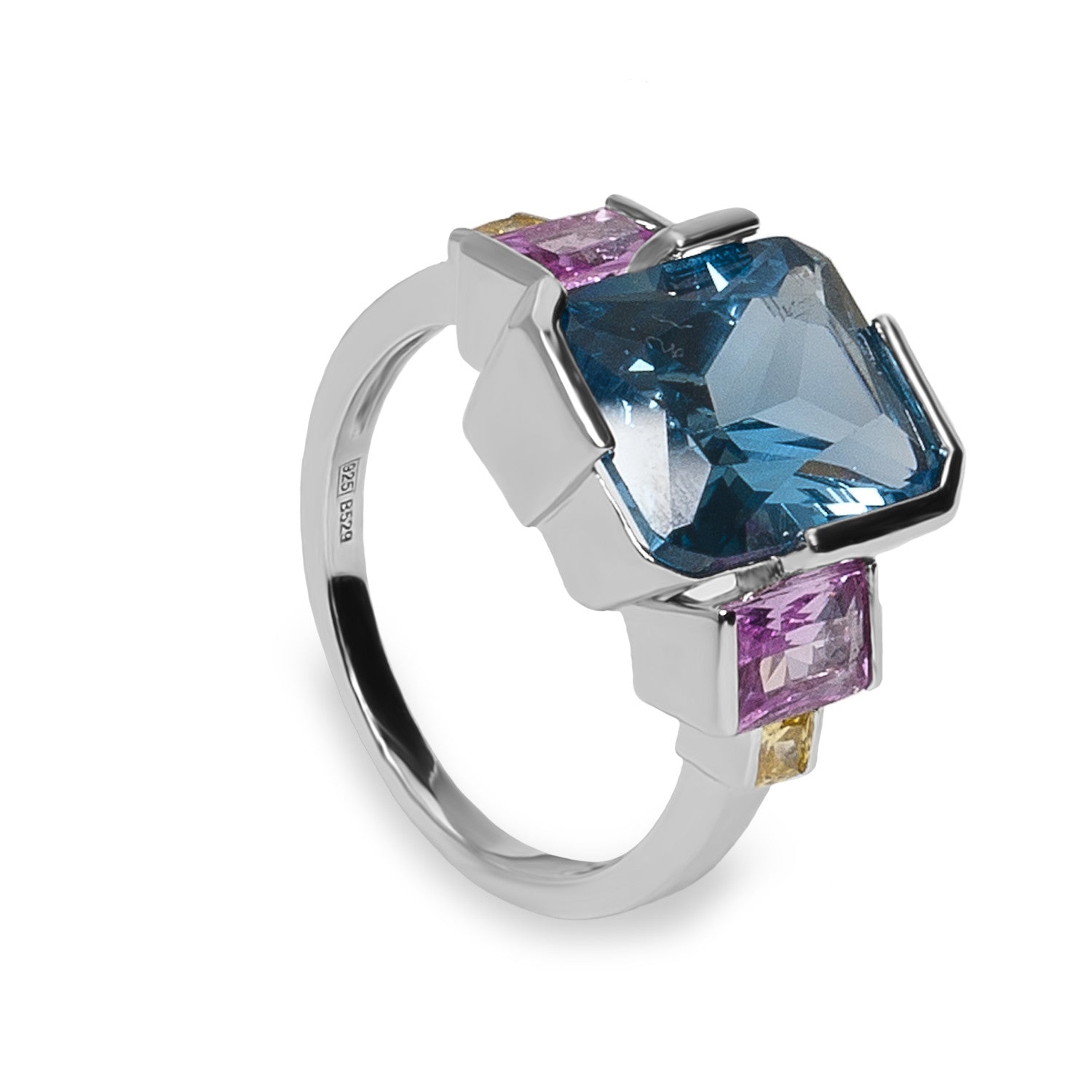 Anillos con piedras talla esmeralda calcedonia