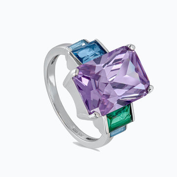 Anillos con piedras de colores tono lavanda