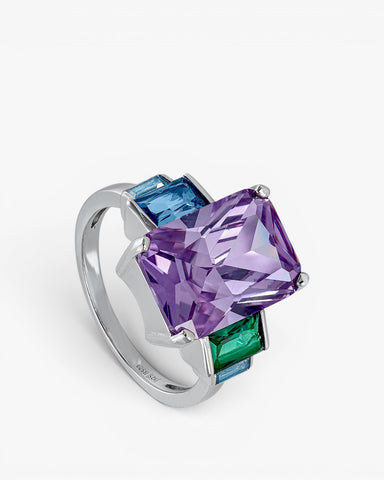 Anillos con piedras de colores tono lavanda