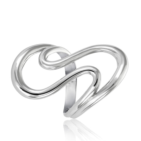 Anillos de diseño de plata estilo líquido y curvado