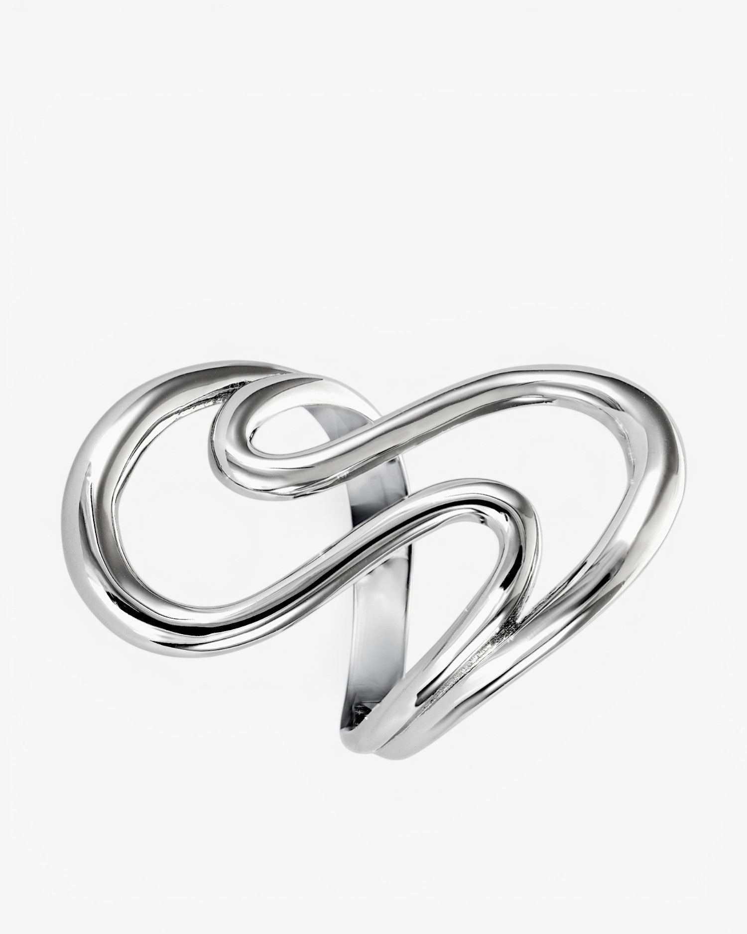 Anillos de diseño de plata estilo líquido y curvado