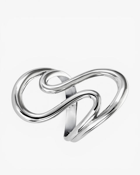 Anillos de diseño de plata estilo líquido y curvado