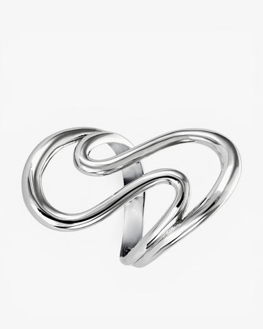 Anillos de diseño de plata estilo líquido y curvado