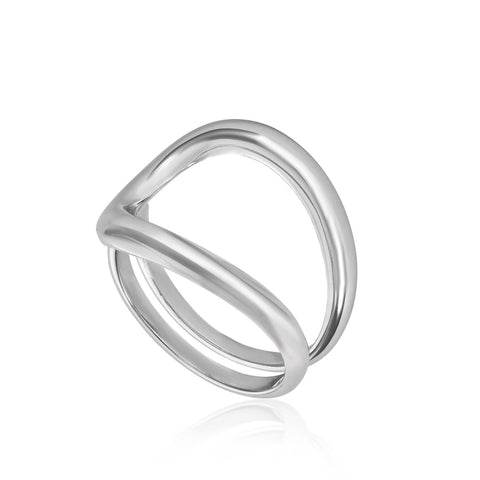Anillos grandes de plata lisa diseño curvilíneo