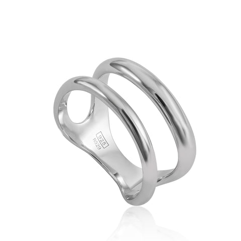 Anillos anchos de plata diseño doble raíl
