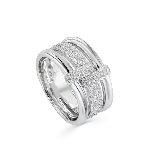 Anillos circonitas de plata con diseño de hebilla