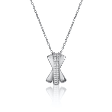 Colgante brillante de plata diseño cruz con circonitas