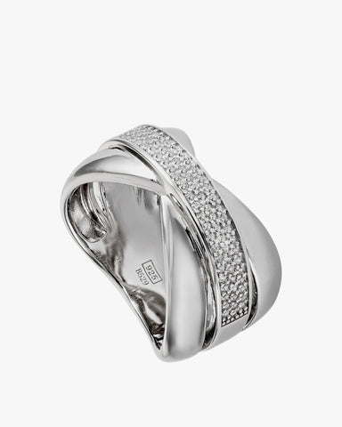 Anillos circonitas de plata con diseño de cruz