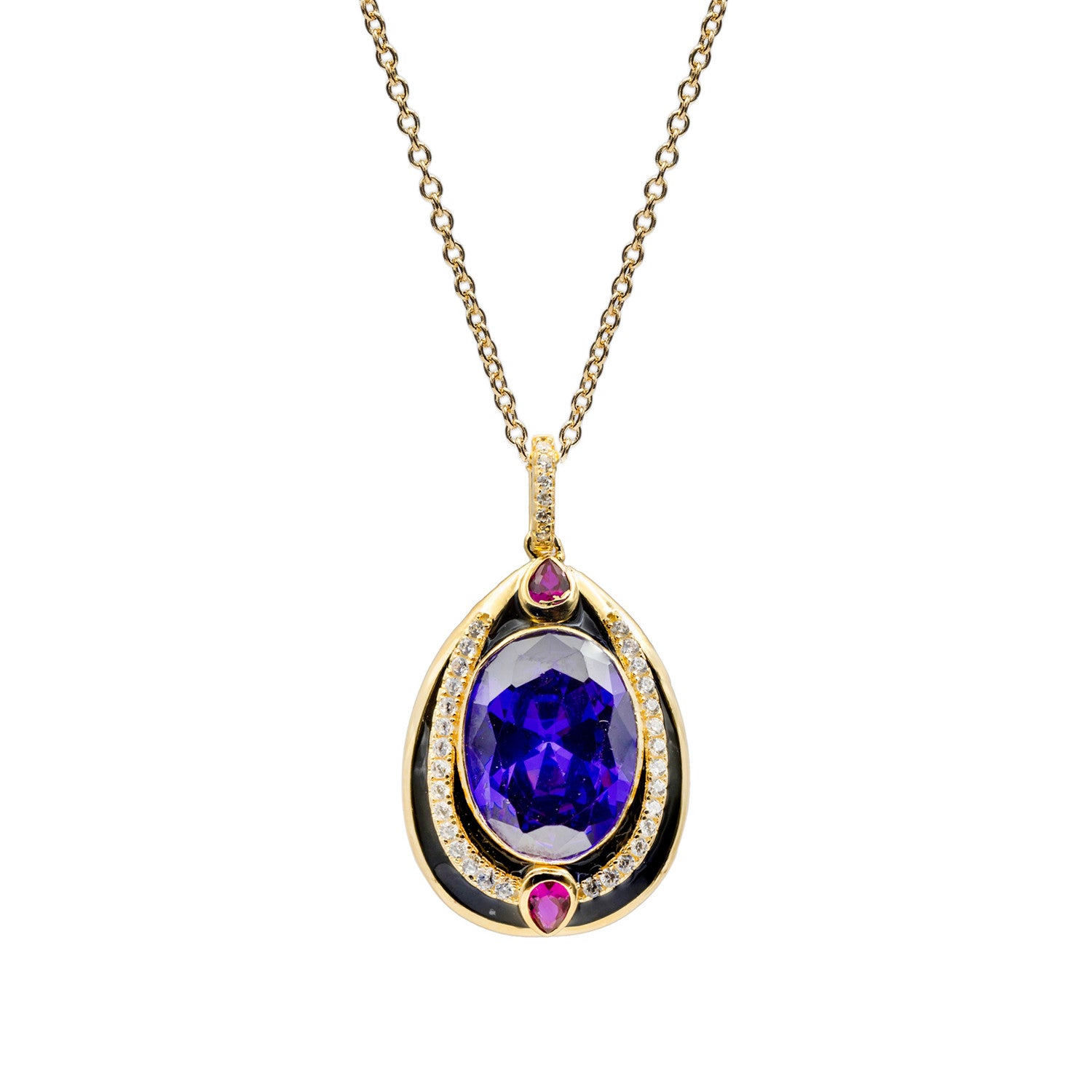Necklaces with colorful stones in amethyst tones