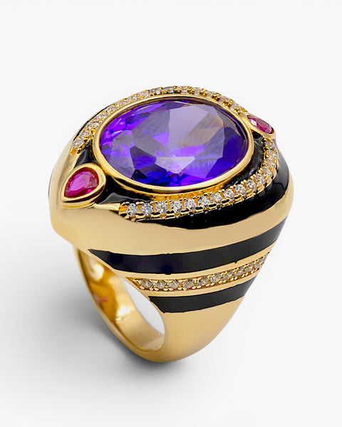 Anillos con piedras de colores en tono amatista