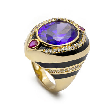 Anillos con piedras de colores en tono amatista