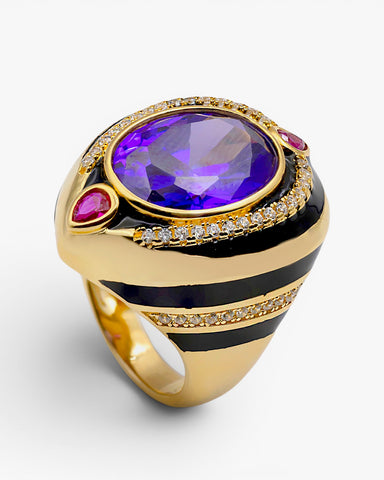 Anillos con piedras de colores en tono amatista