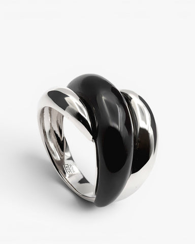 Anillos con piedras diseño vanguardita tono negro