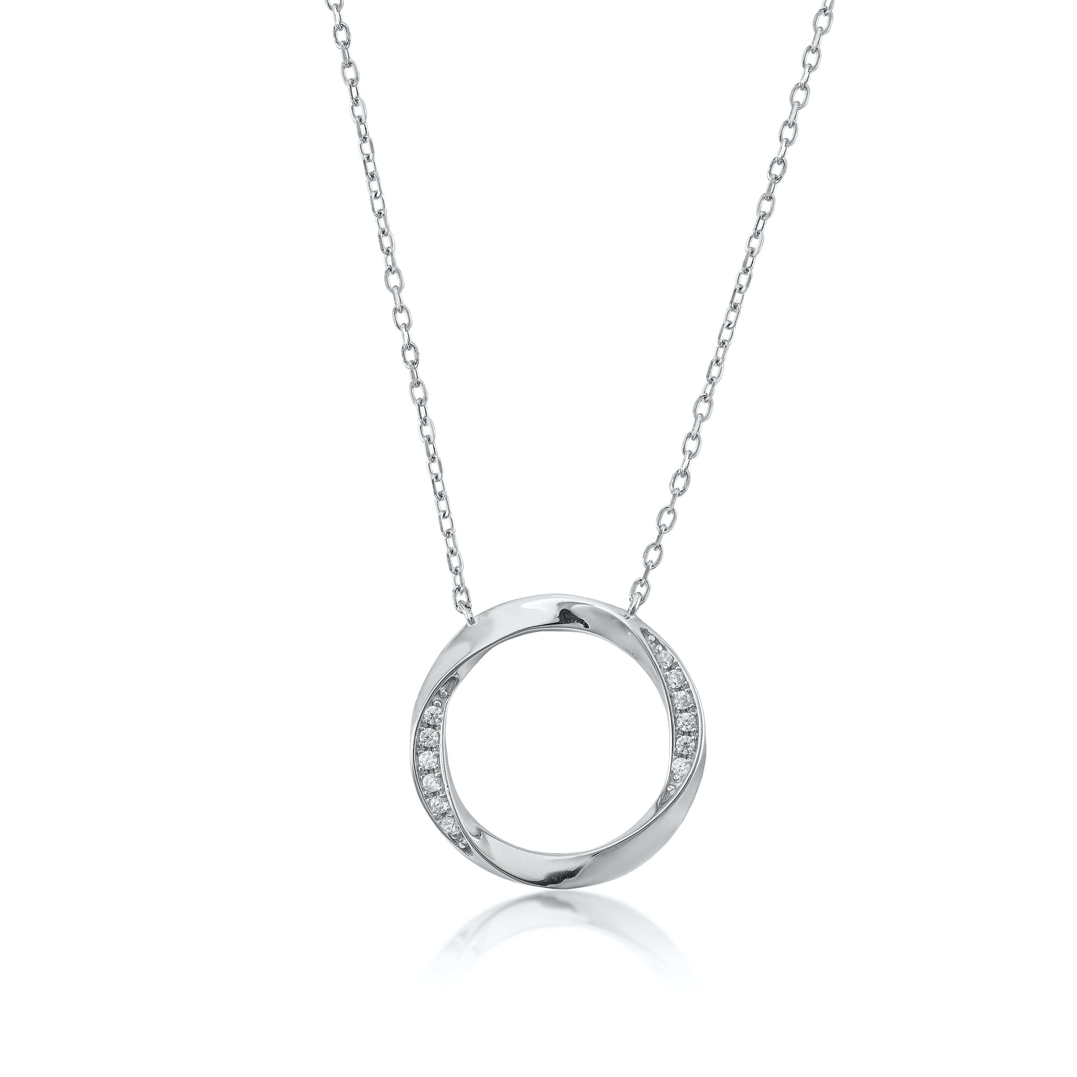 Colgante brillante diseño círculo envolvente con circonitas