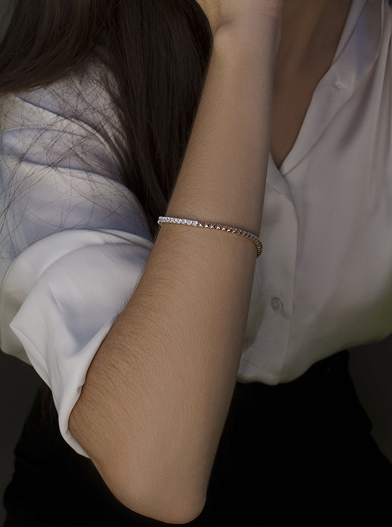 Pulsera riviere bicolor en rosa y circonita talla princesa