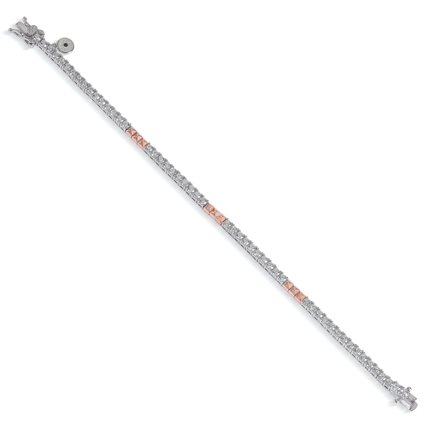 Two-tone riviere bracelet in pink and princess-cut cubic zirconia