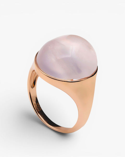 Anillo con piedra de quarzo rosa