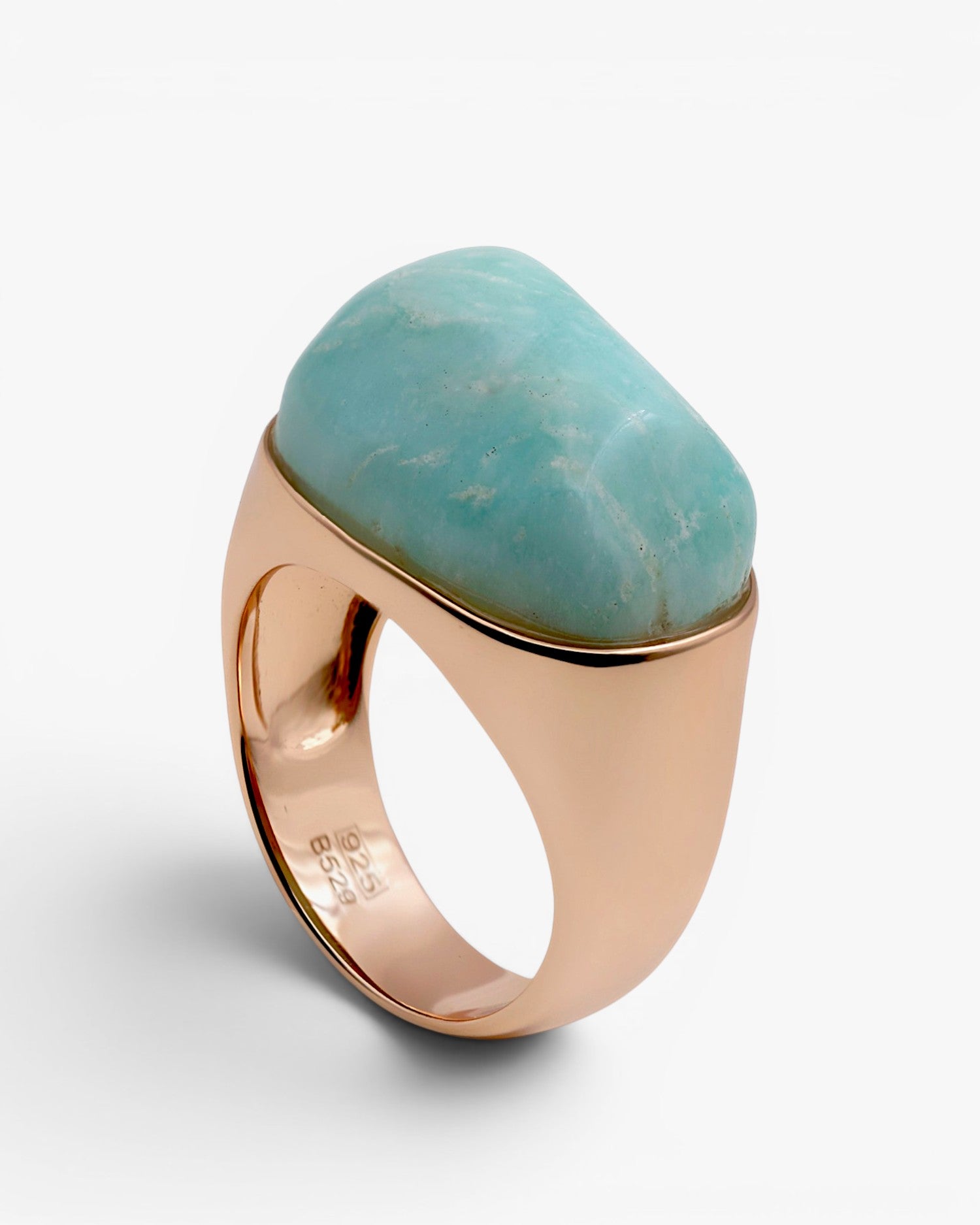 Bague en argent plaqué rose avec pierre aigue-marine