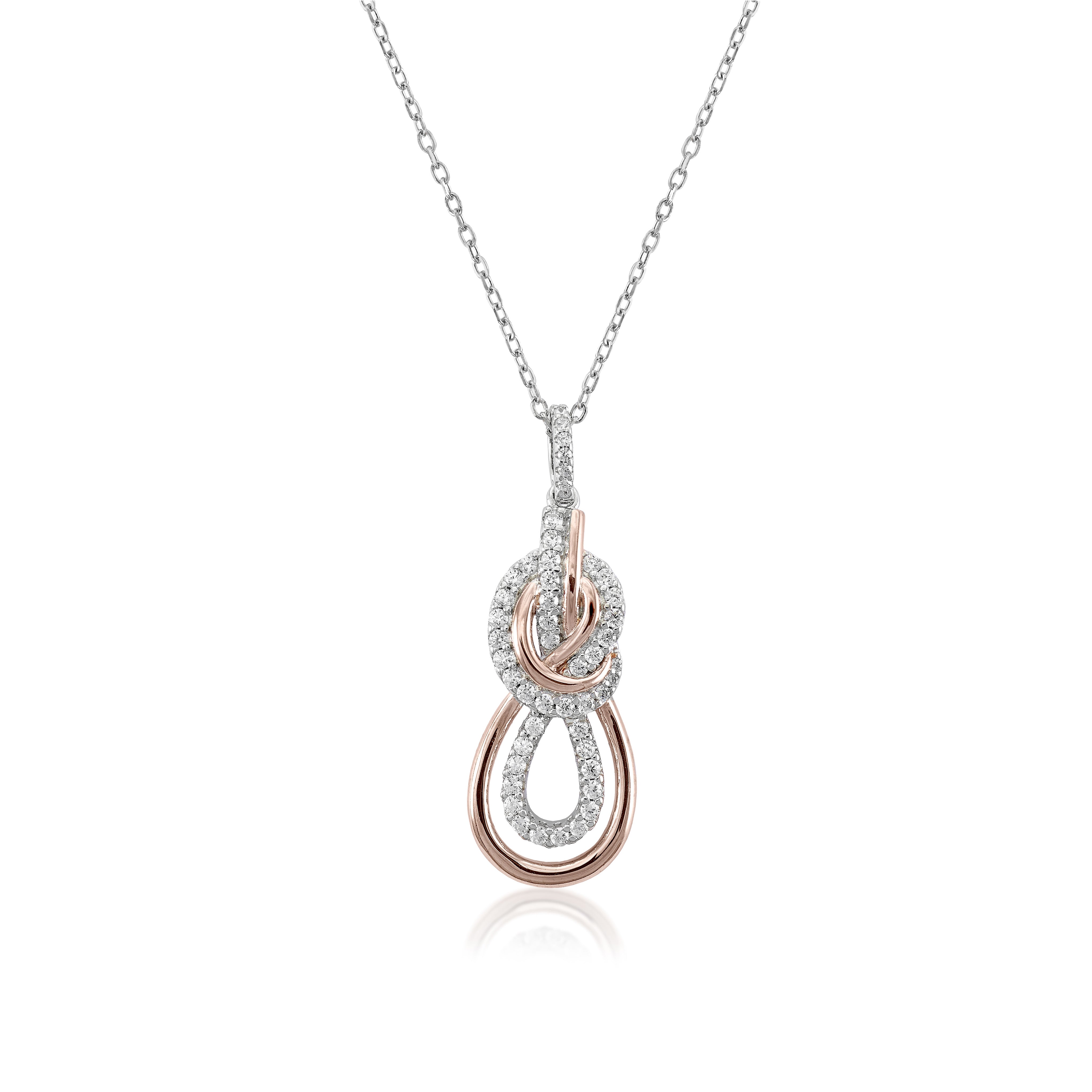 Bicolor necklace in pink and white zirconia intertwined design