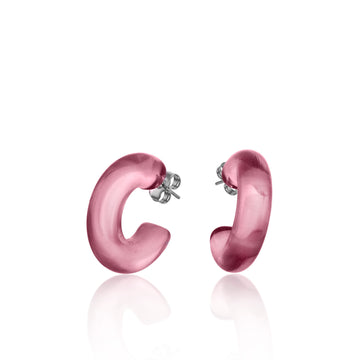 Pendientes aro originales en tono rosa