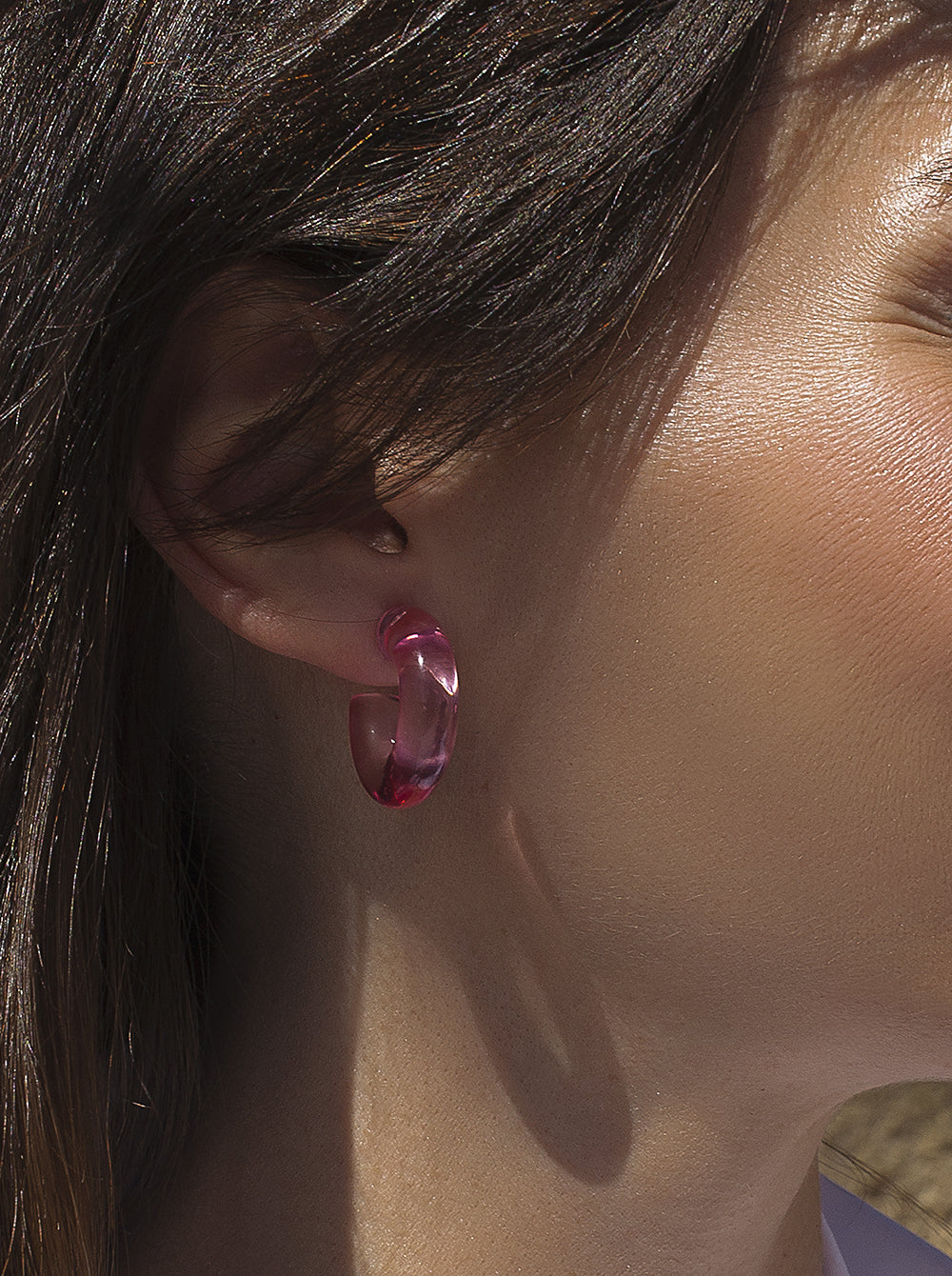 Pendientes aro originales en tono rosa