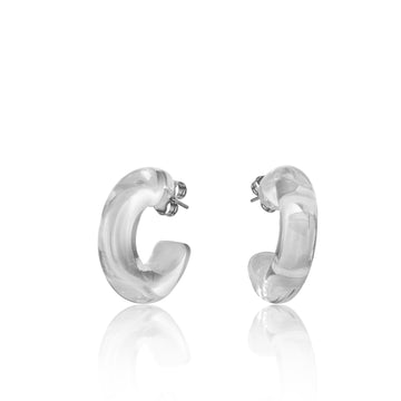 Pendientes aro originales en blanco transparente