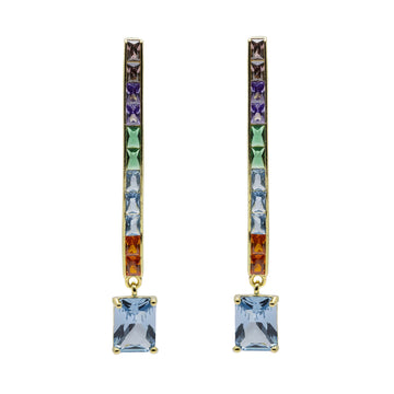 Pendientes de plata piedras de colores con un diseño vibrante