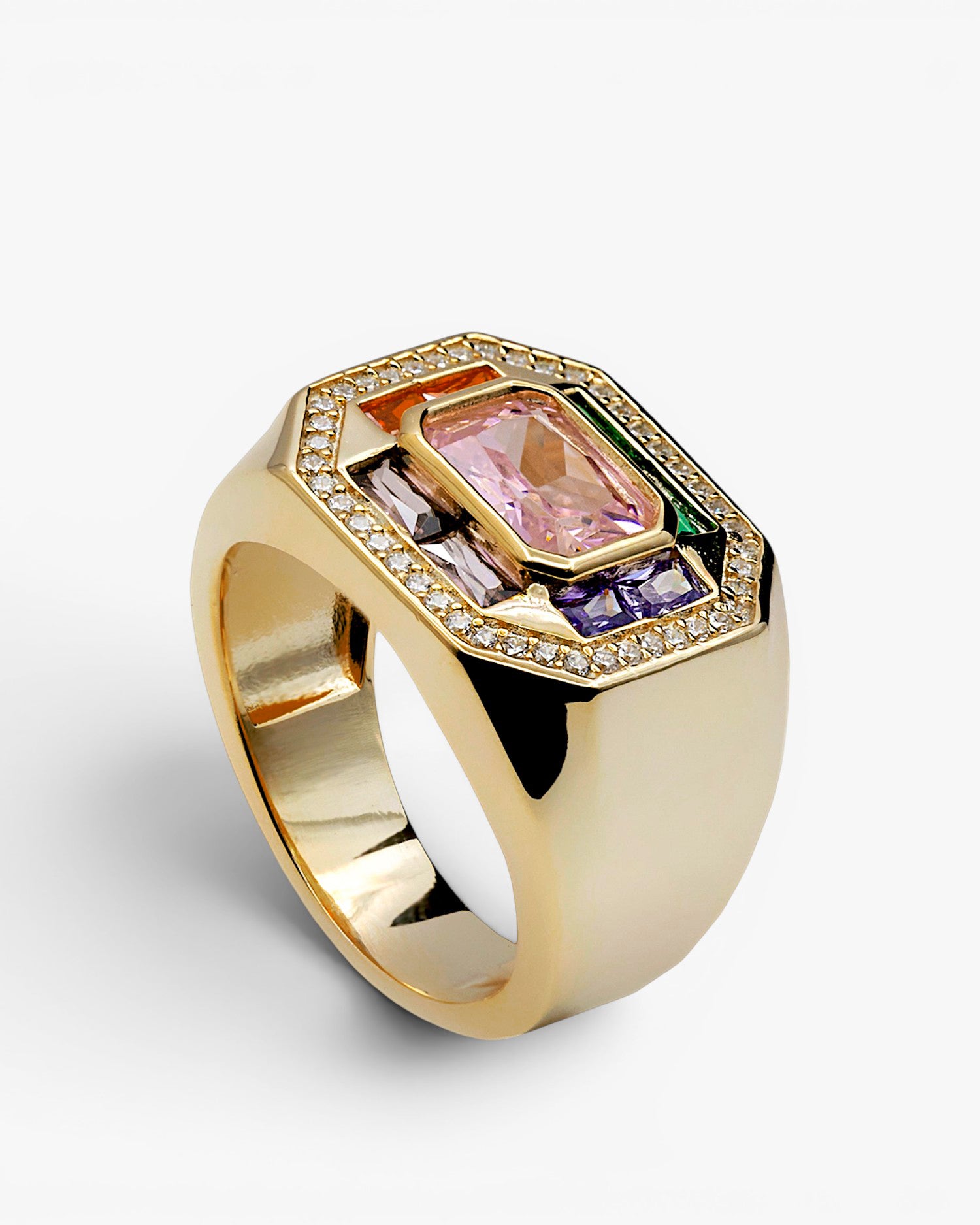 Anillos con piedras con gema central en tono lavanda