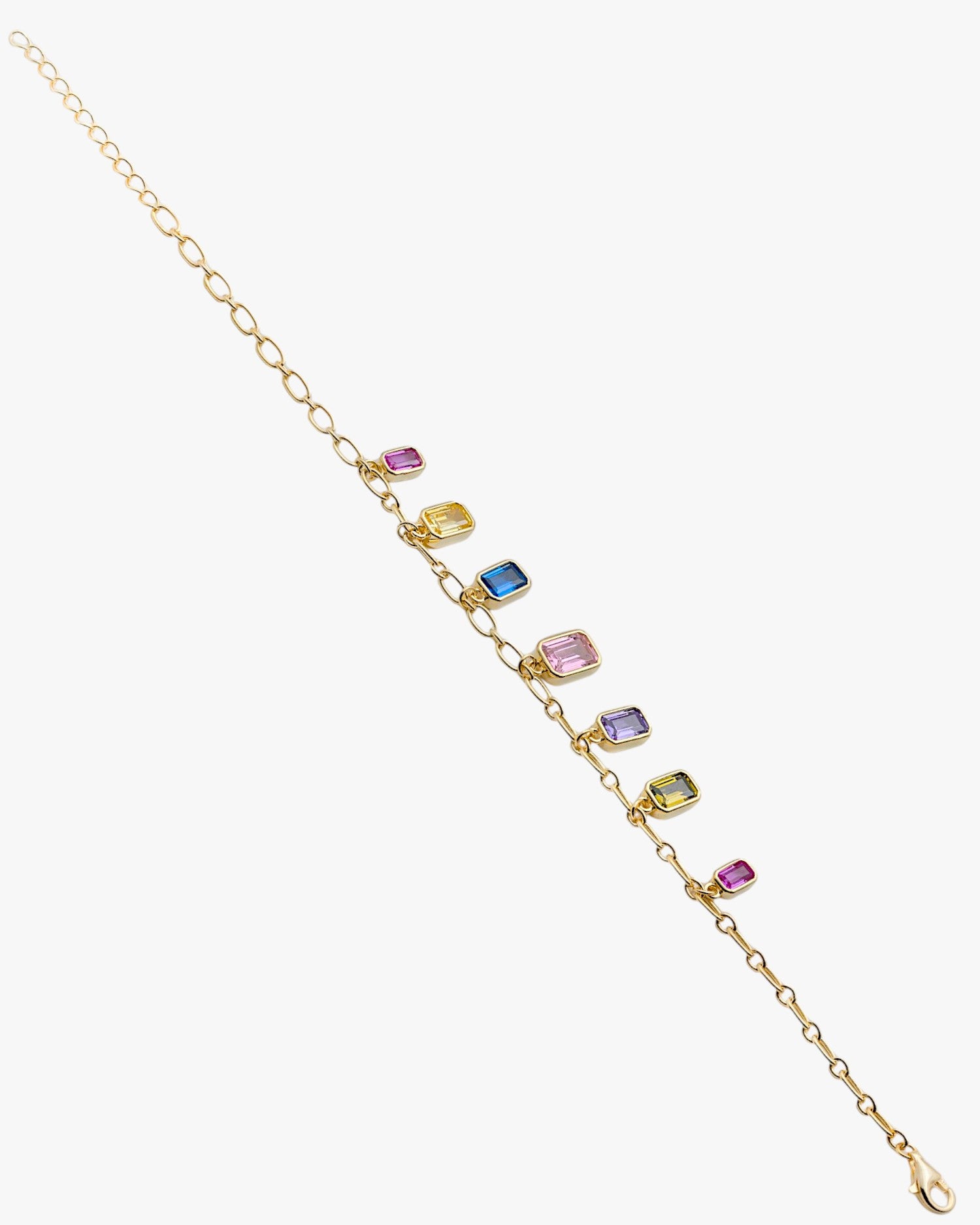 Pulsera de platas con piedras colgantes multicolor