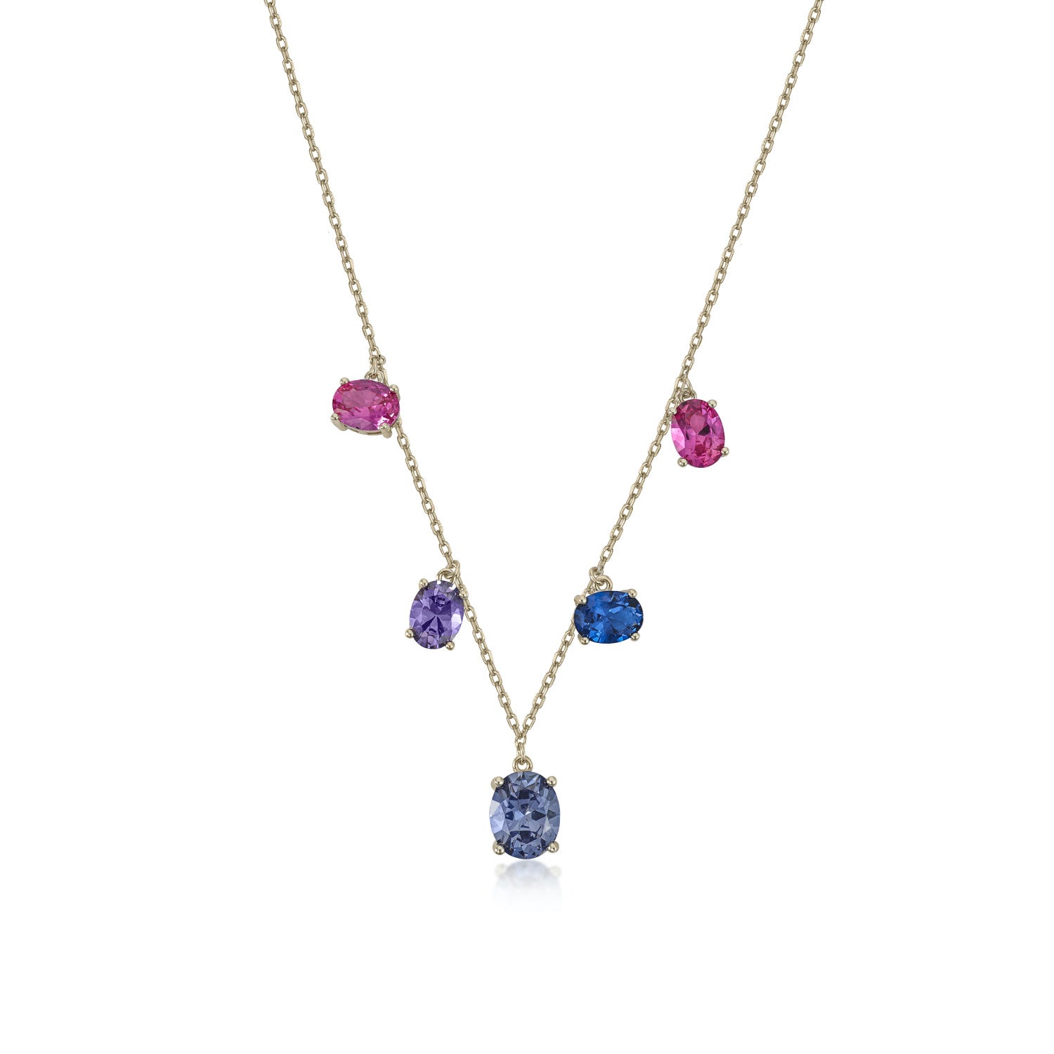 Collier avec pendentifs en pierres de couleur.