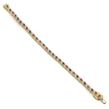 Pulseras con piedras de plata banda de circonitas multicolor talla esmeralda y redonda