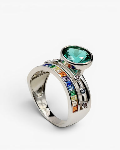 Anillos con piedras motivo central redondo tono menta