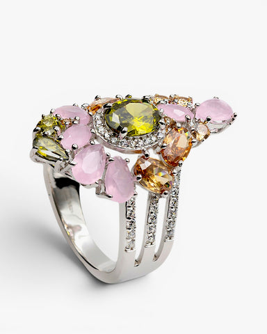 Anillos con piedras diseño barroco en tonos suaves