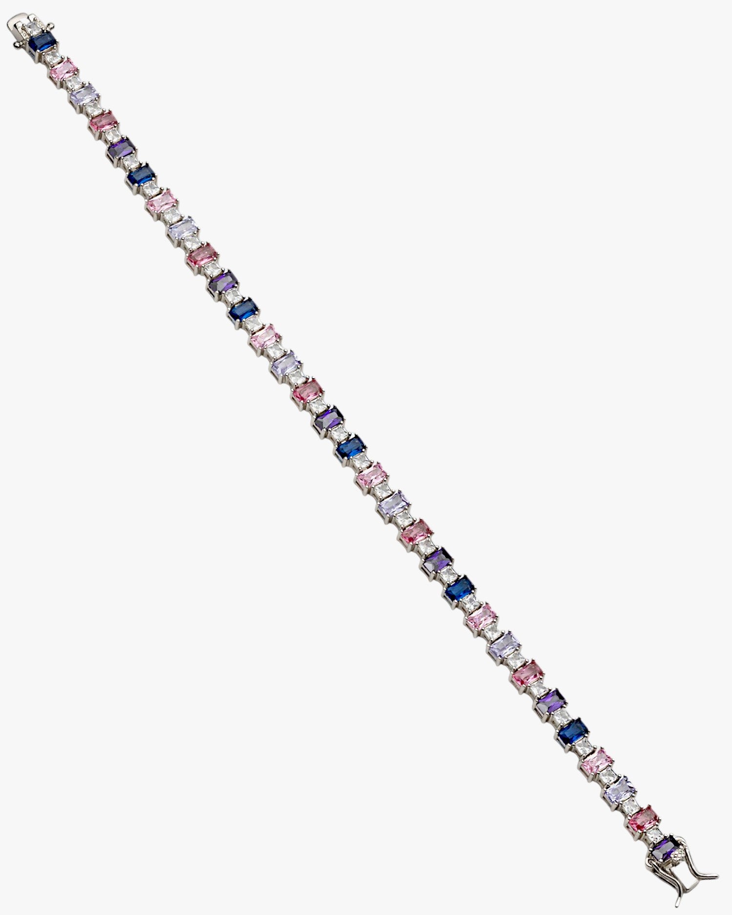 Pulsera con piedras en talla esmeralda multicolor