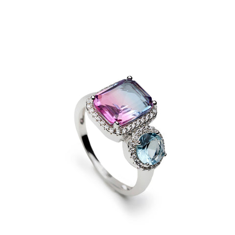 Rings with stones of colours in tones Blue and Pink