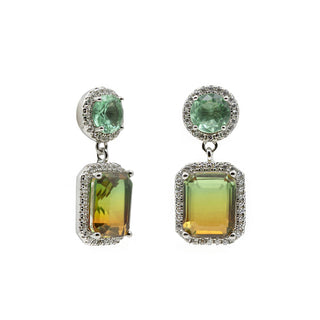 Pendientes de piedras de colores en aventurina y naranja